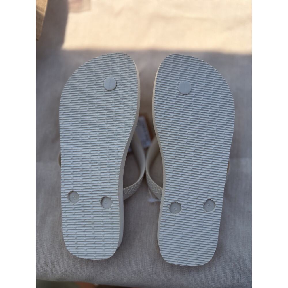 Havaianas Top Print Tropical Floral Palm Flip Flops NWT Women’s 6 White Black - Picture 5 of 6